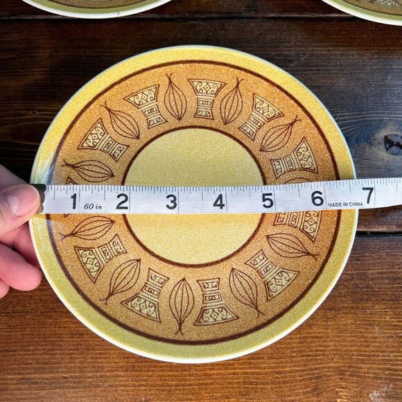 Taylor Smith & Ironstone MCM Honey Gold Tea Saucer Bread Plate 6.5” Set of 3 USA - Picture 3 of 8